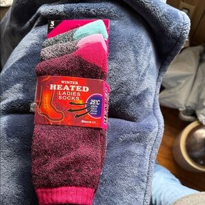 Winter Heated Ladies Socks - Pink and Black